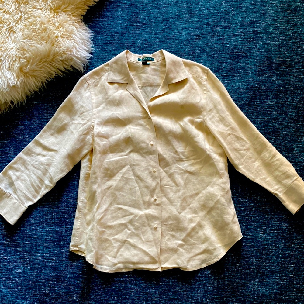 Ralph Lauren linen shirt, M, pale yellow/tan